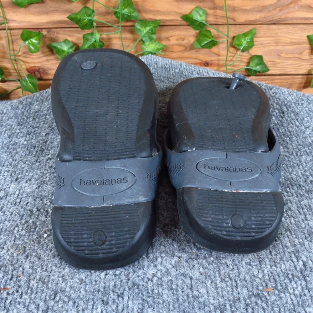 Havaianas‎ Men Flip Flop Sandals Size 8 Casual Beach Pool Black Grey Rubber